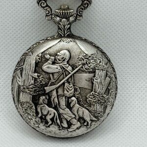 Andre Rivalle Swiss 17 Jewels Hunting Scene Pocket Watch